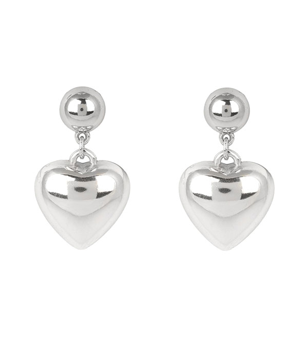 Puffy heart drop earring