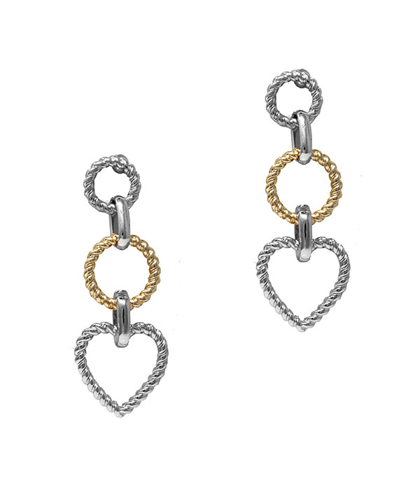 Hoop and heart drop earring