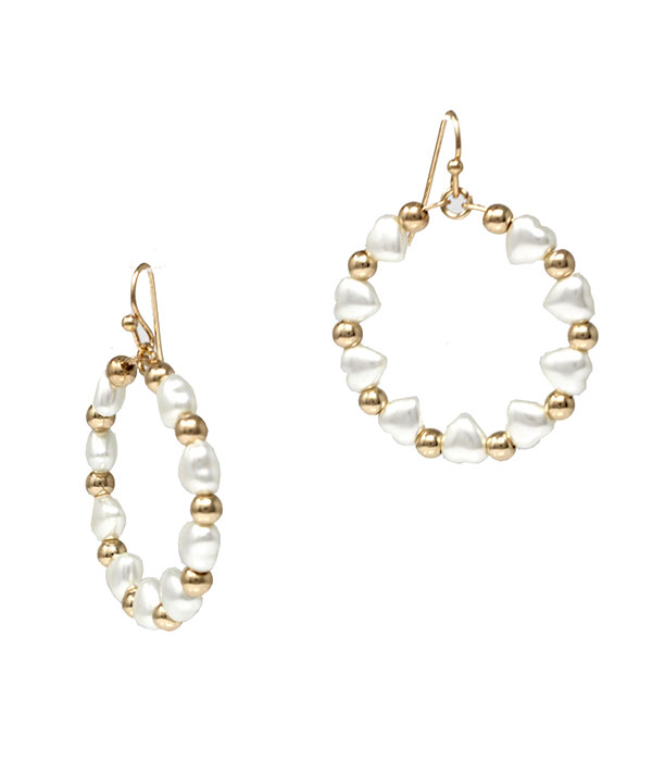 Heart pearl hoop earring