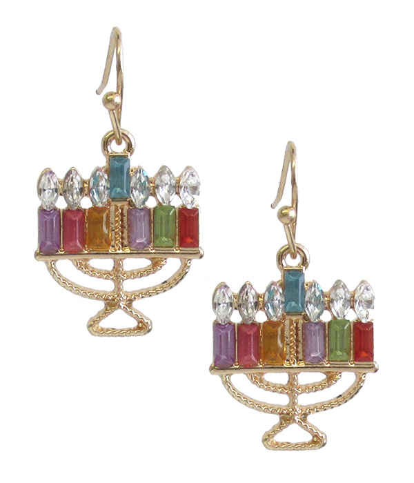 Crystal hanukkah candle earring