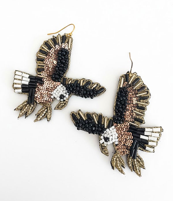 Seedbead eagle earring