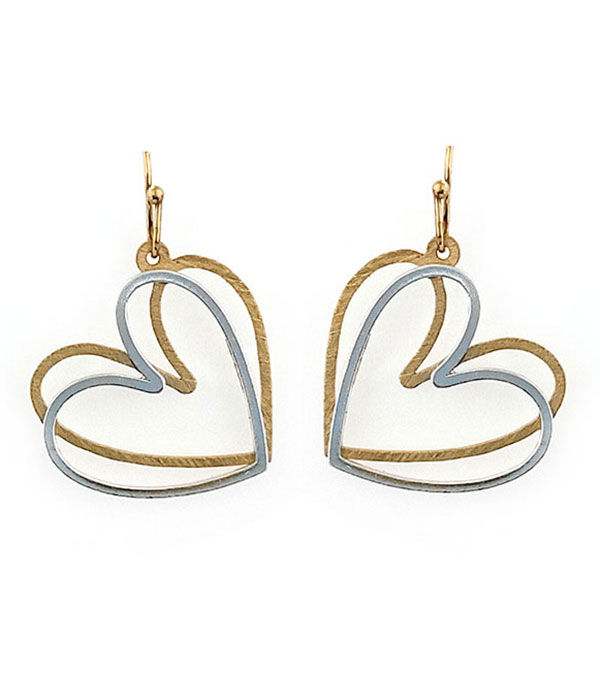 Double heart metal earring