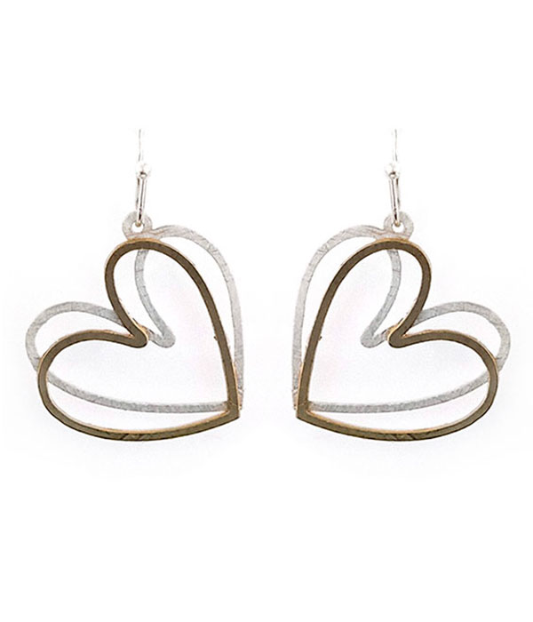 Double heart metal earring
