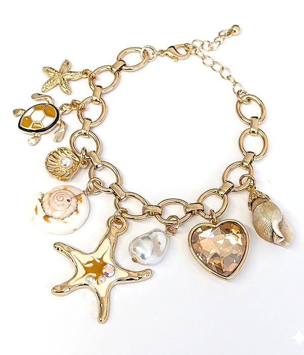 Starfish turtle charm bracelet