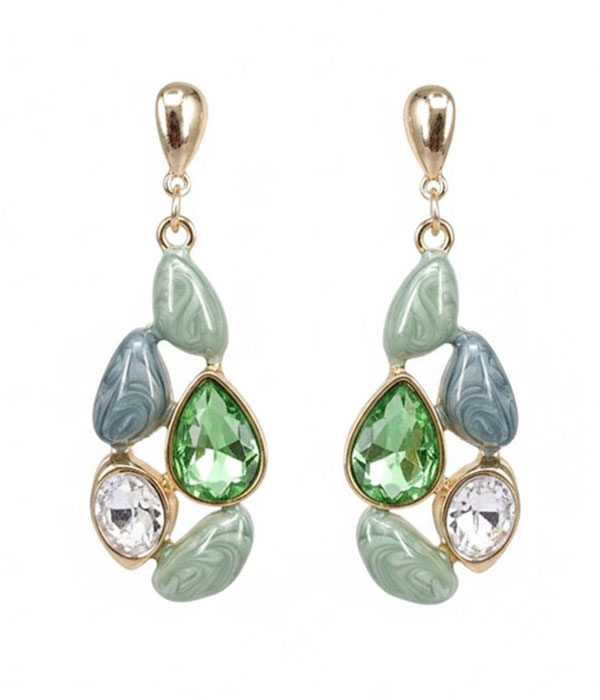 Mix stone drop earring