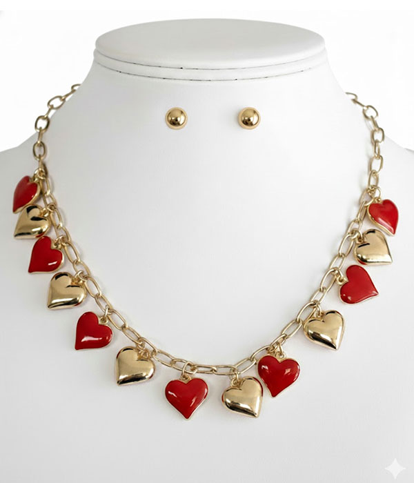 Multi heart necklace set