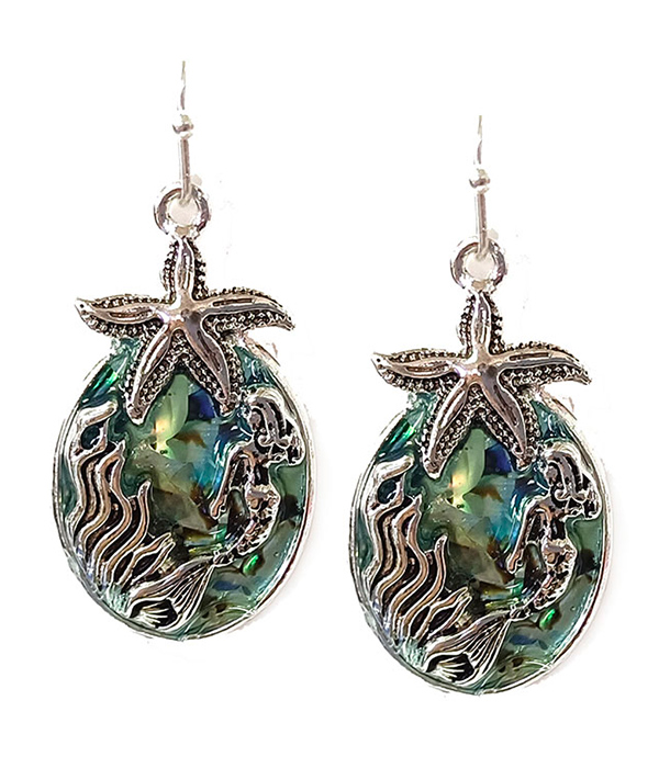 Sealife theme abalone starfish earring - mermaid