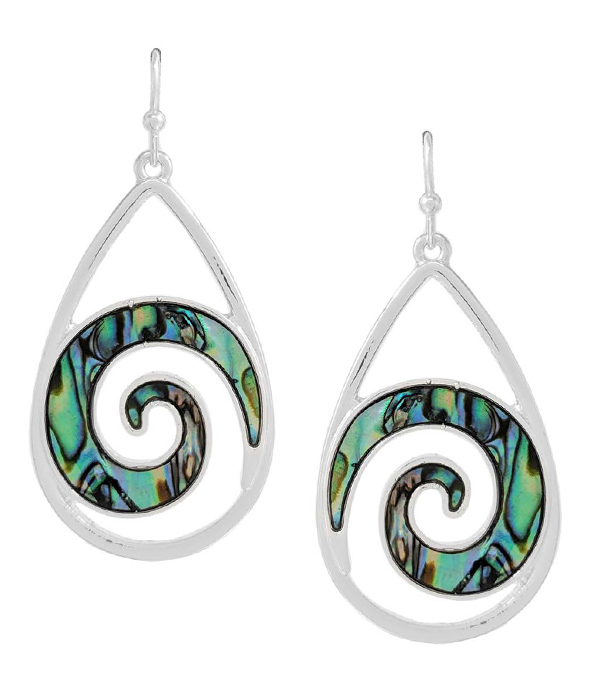 Abalone swirl teardrop earring