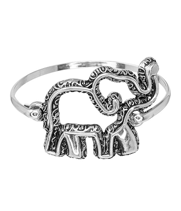 Metal filigree elephant bangle bracelet