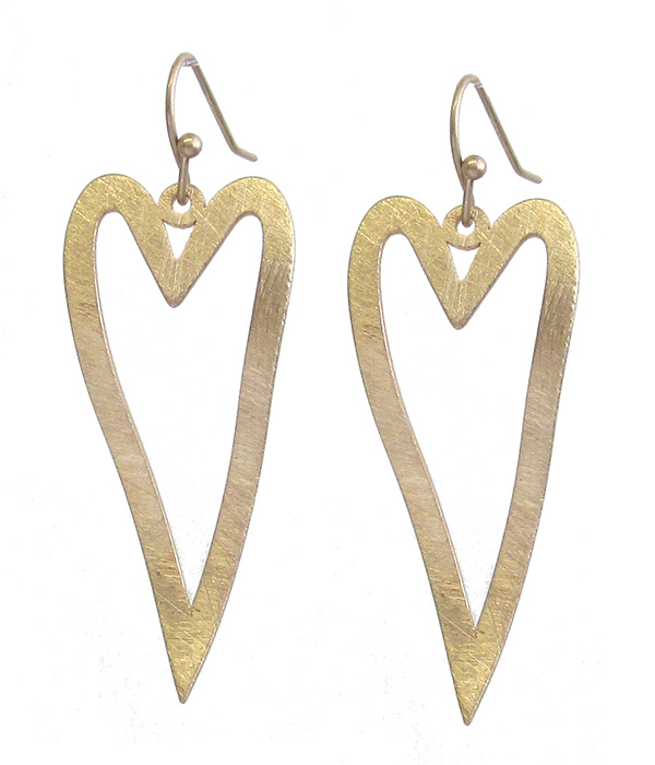 Metal long heart earring