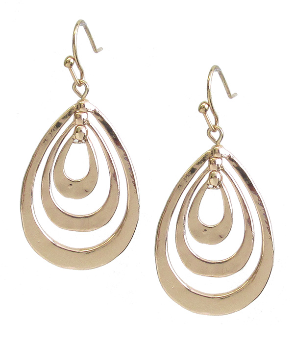 Triple teardrop metal earring