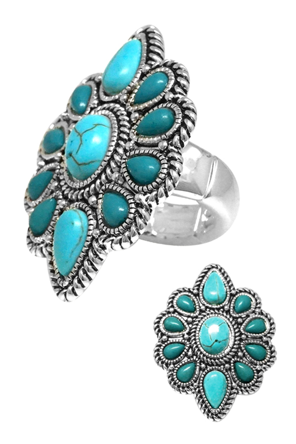 Western style turquoise stretch ring