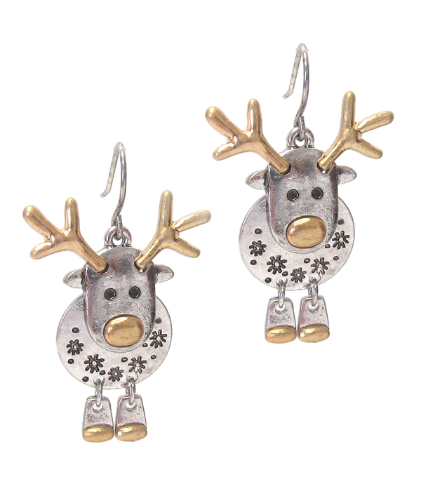 Christmas theme rudolph reindeer earring