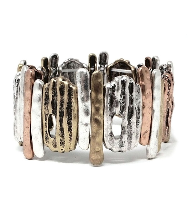 Vintage metal multi bar link stretch bracelet