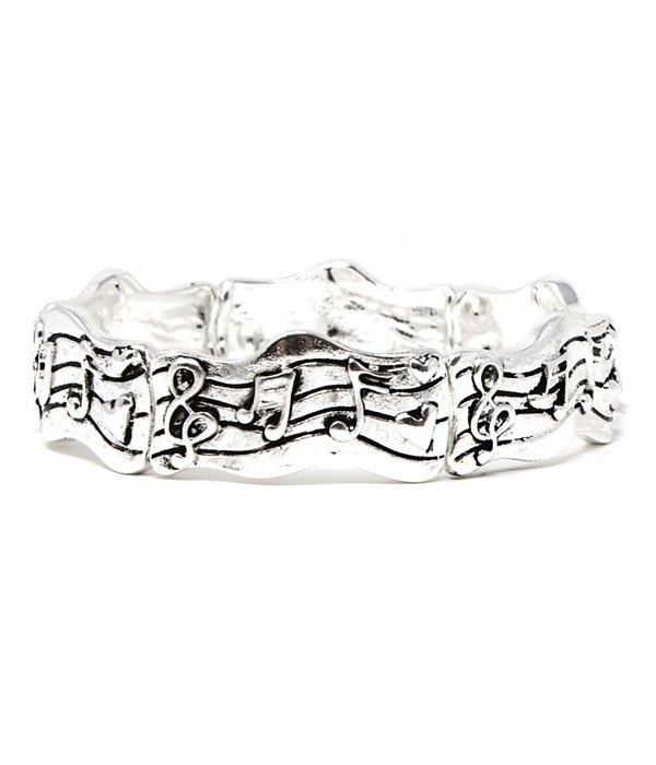 Vintage metal music note stretch bracelet