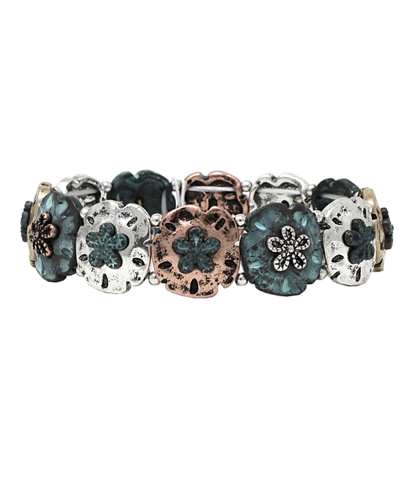 Vintage metal sand dollar stretch bracelet