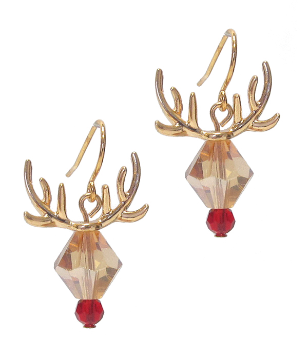 Crystal rudolph reindeer earring - christmas theme