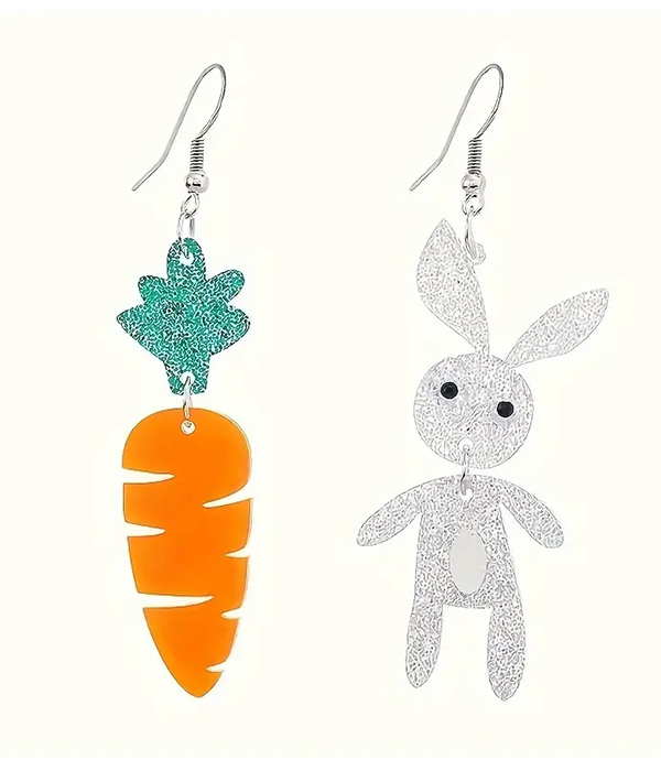 Easter bunny rabbit and carrot earring
