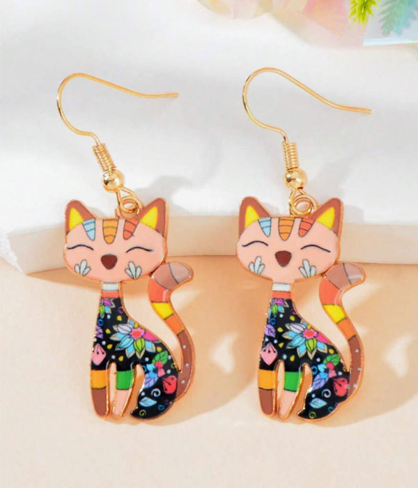 Epoxy art cat earring