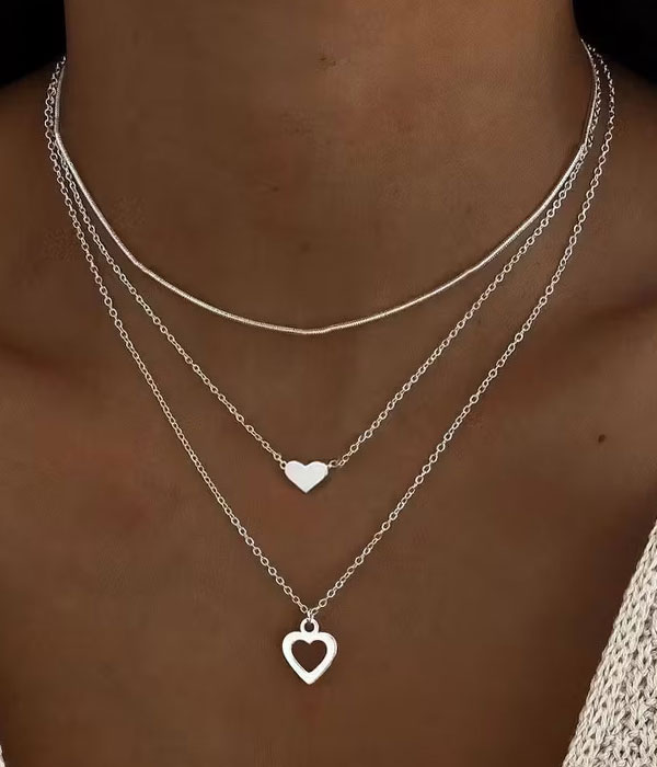 3 layer heart necklace
