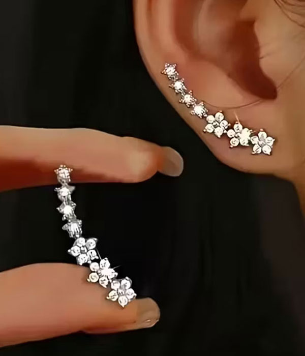 Flower link climber earring