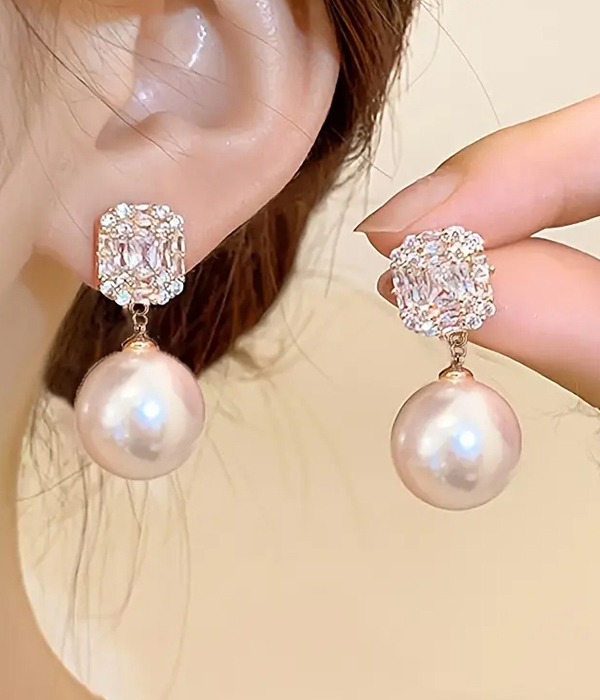 Crystal and pearl drop earring
