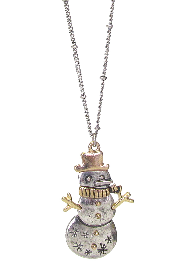 Christmas theme snowman pendant necklace set