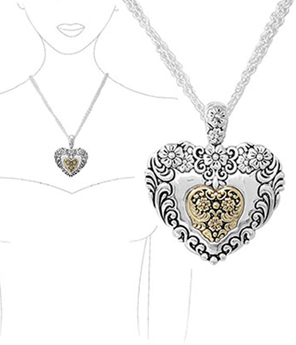 Religious inspiration utensil spoon texture pendant necklace - heart