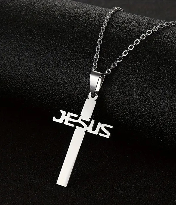 Stainless steel cross necklace - jesus