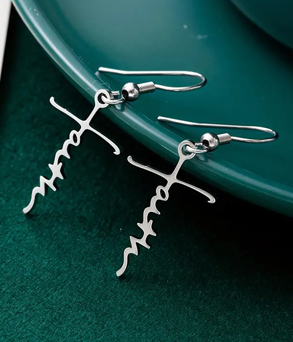Stainless steel faith cross earring