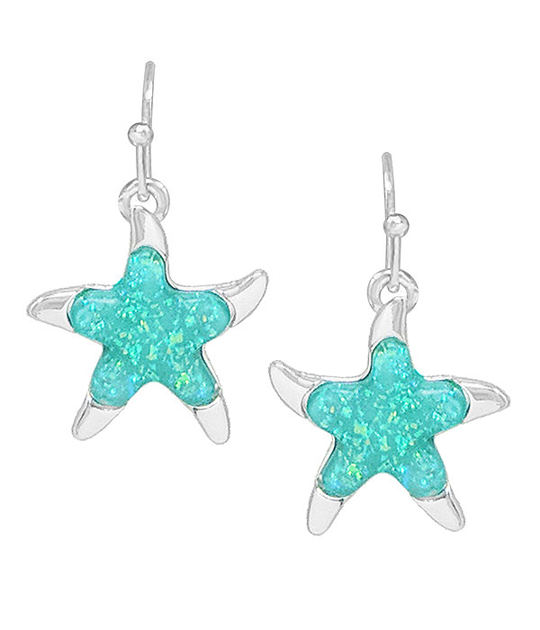 Opal epoxy starfish earring