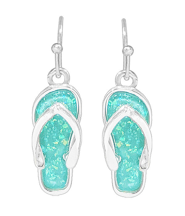 Opal epoxy flipflop earring
