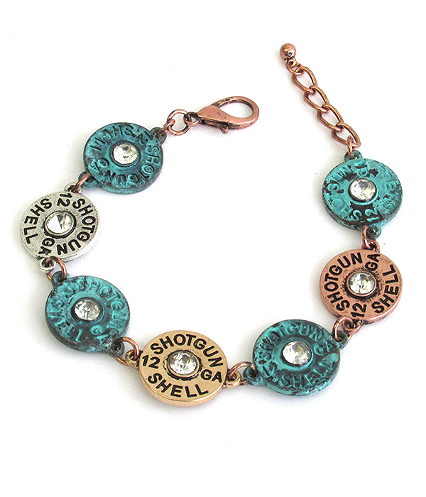 Crystal center bullet link bracelet