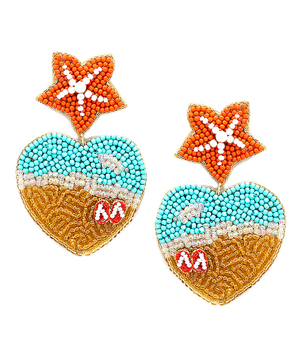Starfish and ocean heart earring