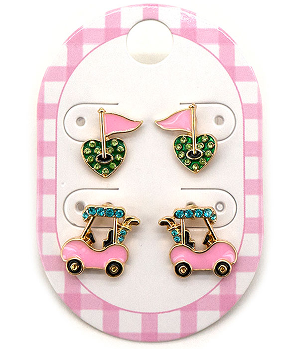 2 pair golf earring
