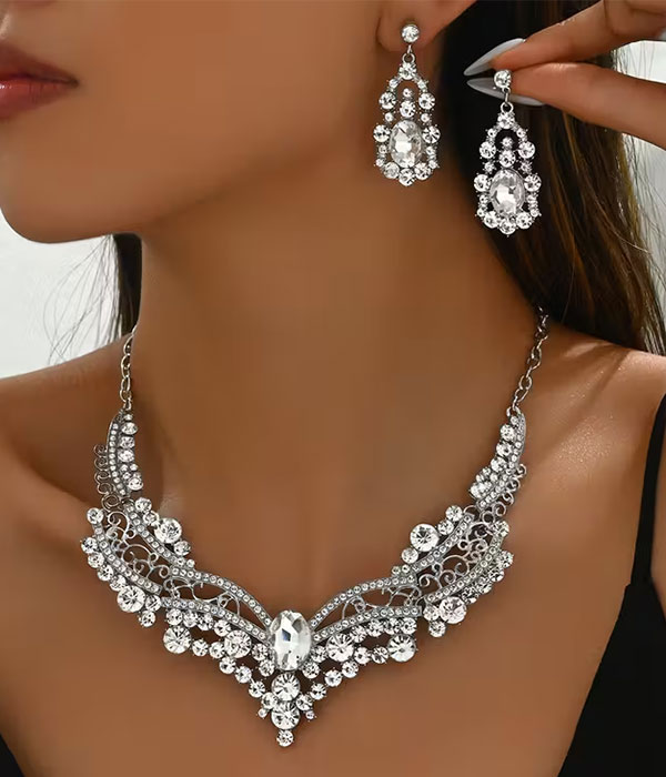 Bridal statement necklace and earring set