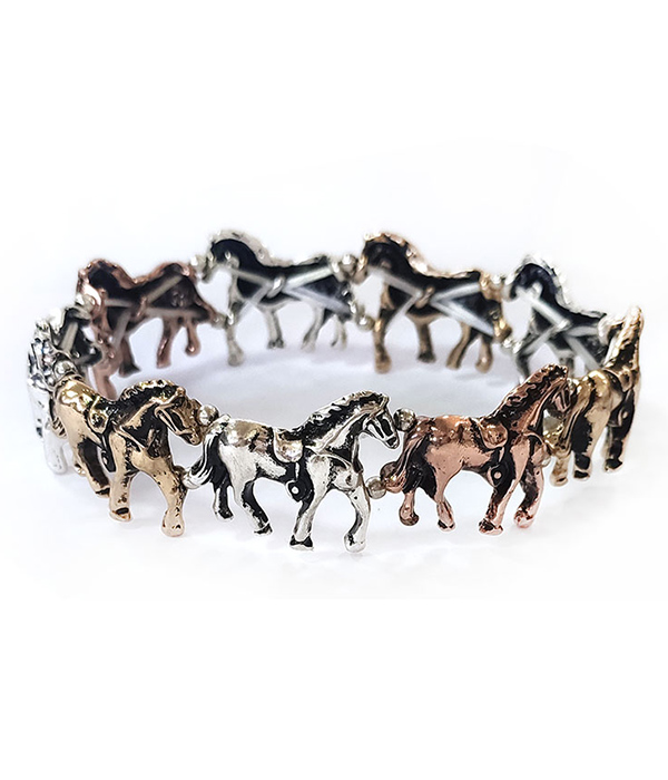 Vintage metal horse stretch bracelet
