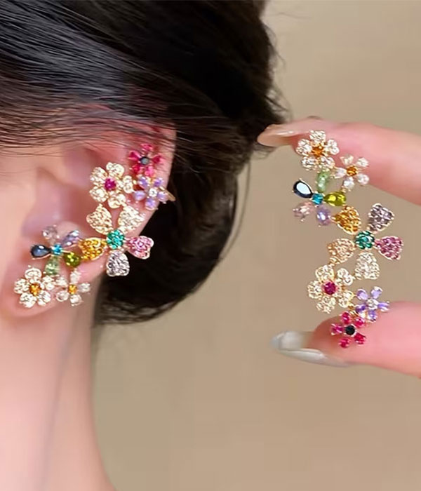 Multi flower climber earring