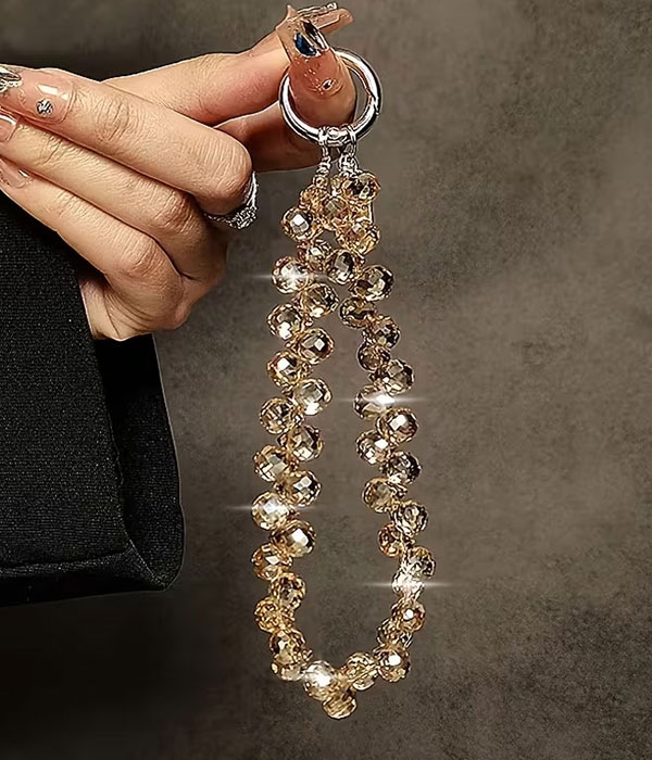 Multi bead wrist strap and key chain