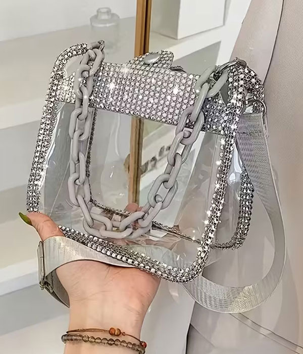 Rhinestone clear crossbody bag