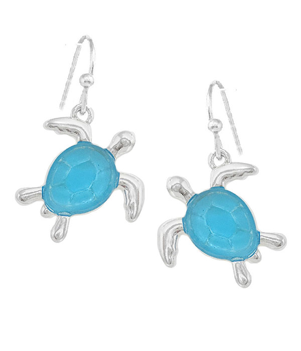 Seaglass turtle earring