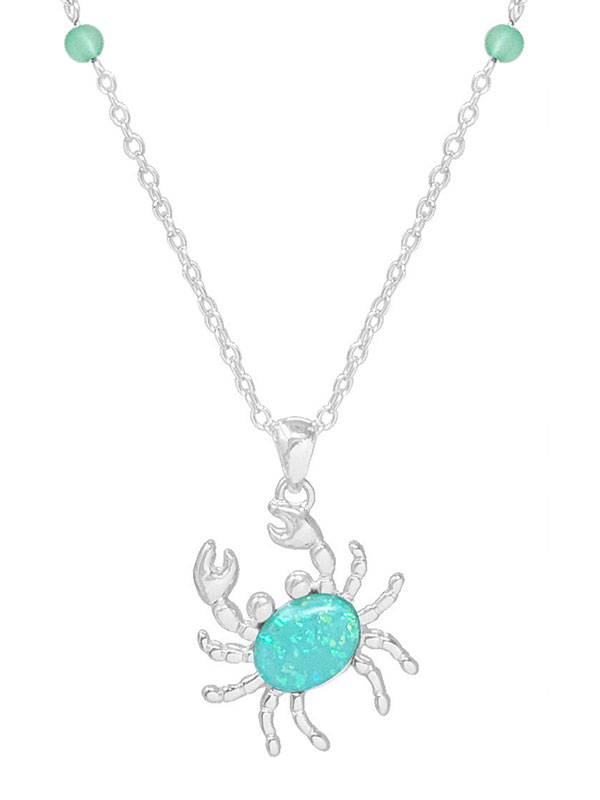 Opal epoxy crab necklace