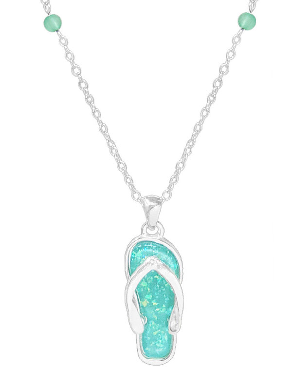 Opal epoxy flipflop necklace