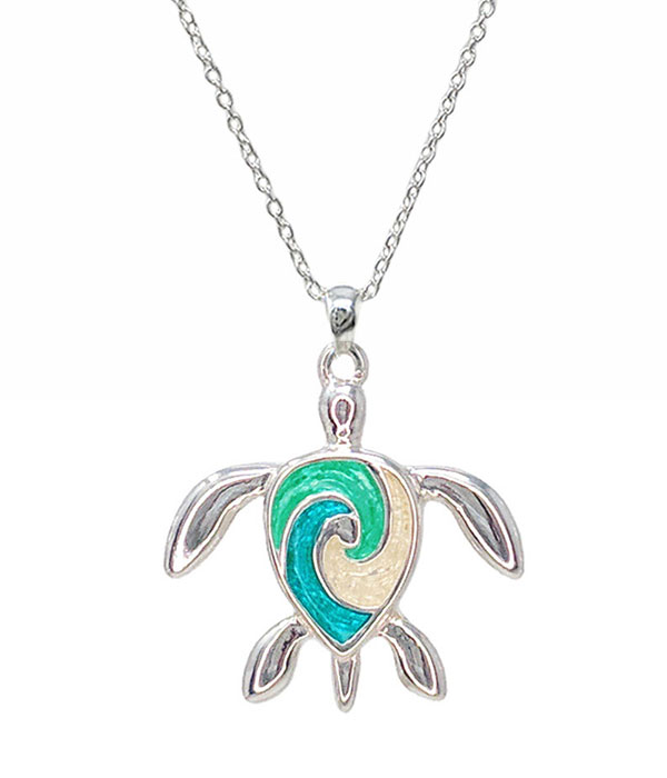 Epoxy turtle necklace