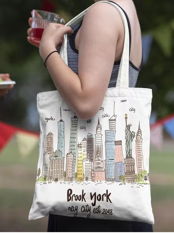 New york theme tote bag