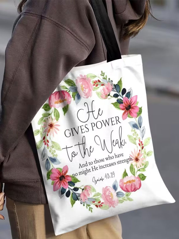 Bible theme tote bag - isaiah 40:29