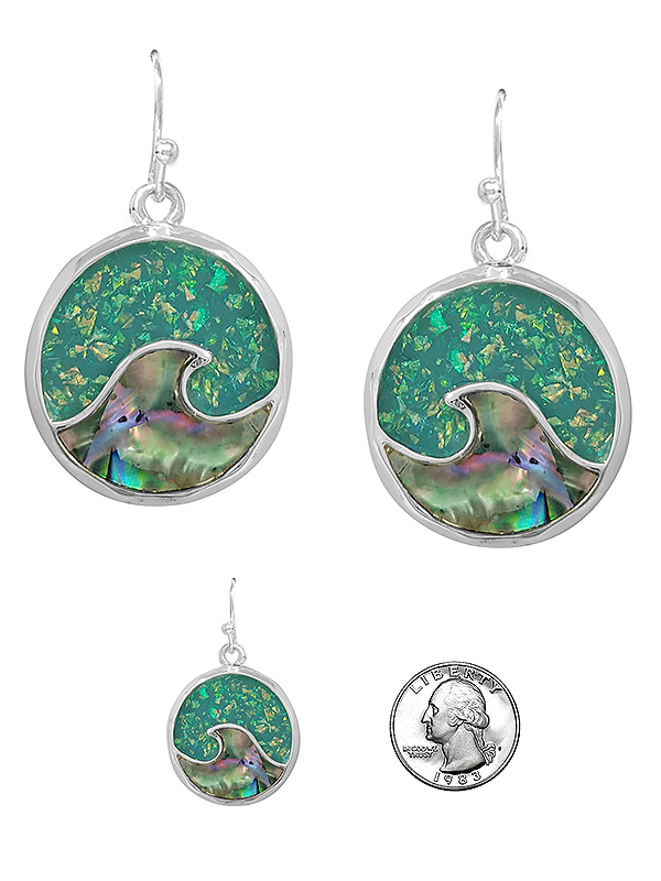 SEALIFE THEME ABALONE AND OPAL MIX EARRING - WAVE