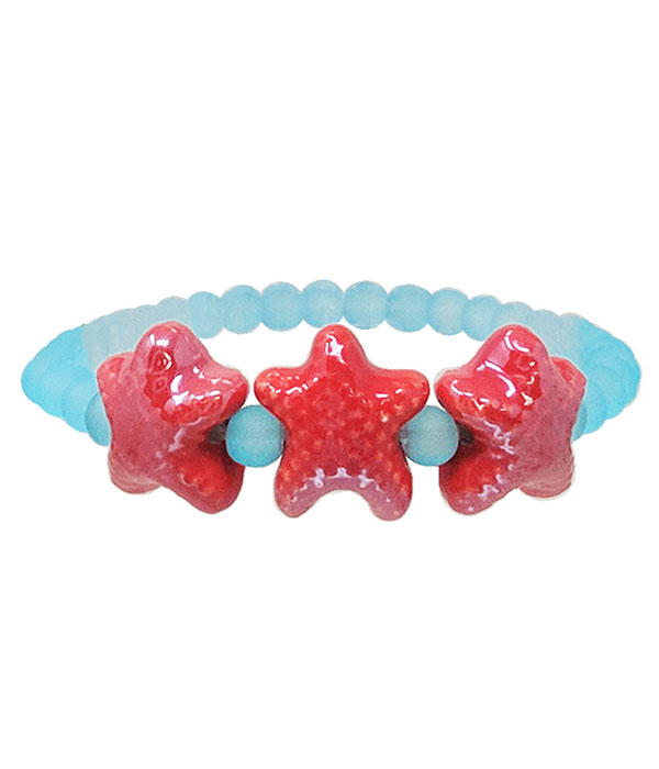 Glass bead starfish stretch bracelet