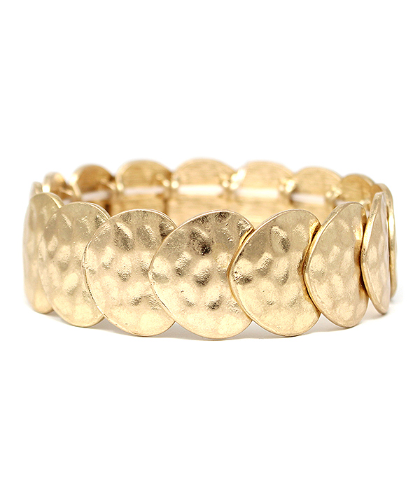 HAMMERED MULTI METAL HEART STRETCH BRACLET