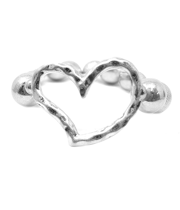 Multi ball bead and heart stretch bracelet